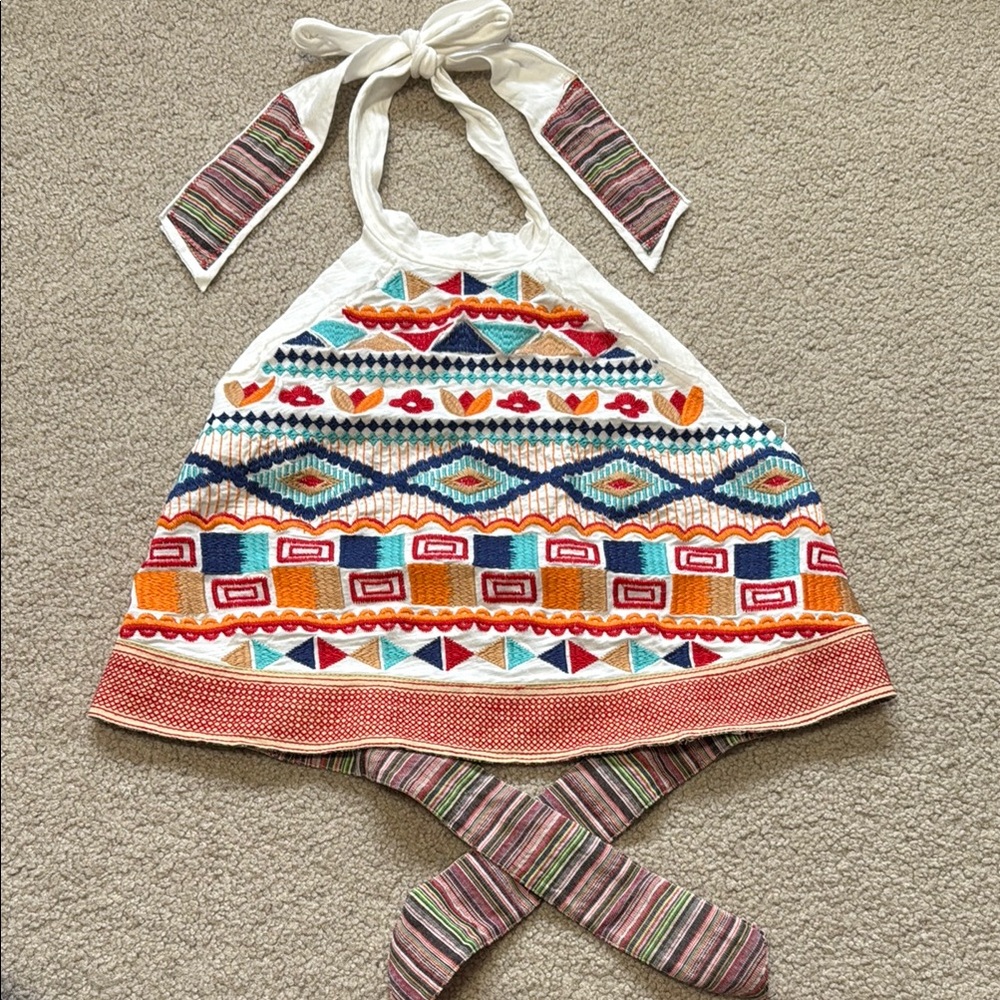 Altar'd State Tie Crop Top with Geometric Patterns